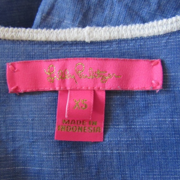 Lilly Pulitzer Amelia Island Flounce Sleeve Tunic Top XS Blue Preppy Nautical - Picture 10 of 10